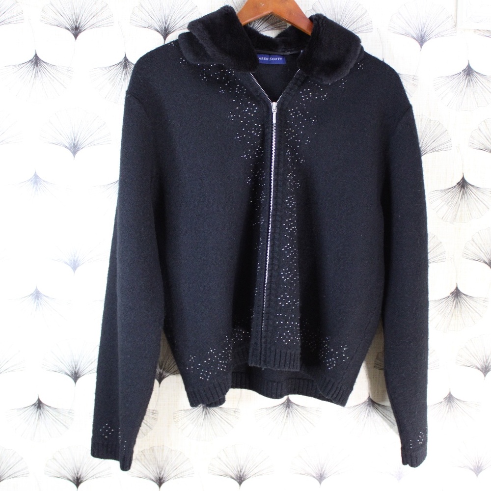 Karen Scott Fur Collar Sweater